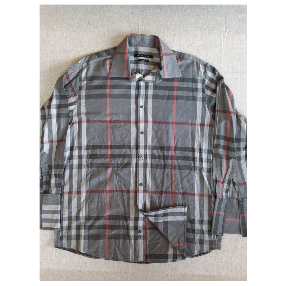 Sean John Tailored Fit Men Plaid Modal Dress Shirt Multi-Color Long Sleeve